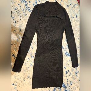 Black sweater peekaboo dress L